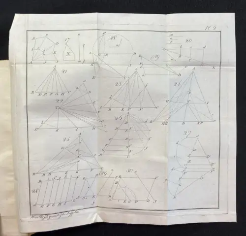 Hirsch Sammlung geometrischer Aufgaben 2 in 1 mit 20 gef. Kupferstichen 1805