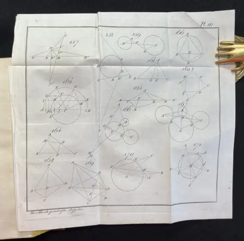 Hirsch Sammlung geometrischer Aufgaben 2 in 1 mit 20 gef. Kupferstichen 1805