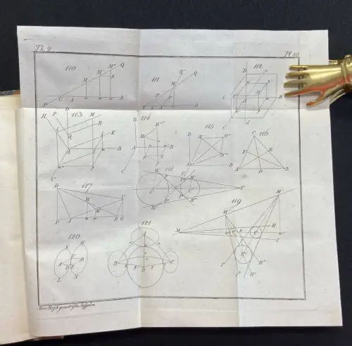 Hirsch Sammlung geometrischer Aufgaben 2 in 1 mit 20 gef. Kupferstichen 1805