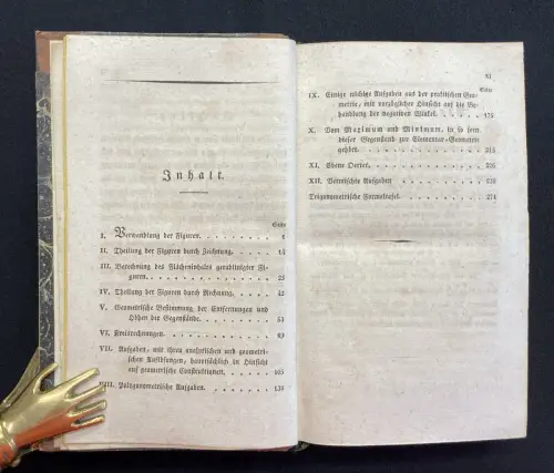 Hirsch Sammlung geometrischer Aufgaben 2 in 1 mit 20 gef. Kupferstichen 1805