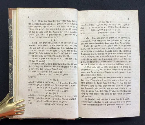 Hirsch Sammlung geometrischer Aufgaben 2 in 1 mit 20 gef. Kupferstichen 1805
