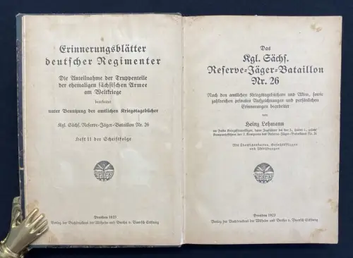 Lehmann Heinz Das kgl. Sächs.Reserve- Jäger Bataillon Nr.26, Nach den amtlichen