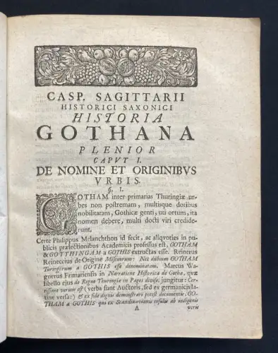 Sagittarius, Caspar Historici Saxonici Historia Gothana Plenior Exoptimis quibus