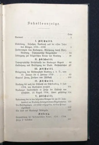Vallade, Carl von Die Belagerung von Neuburg a. D. 1703, 1889 Militaria Bayern