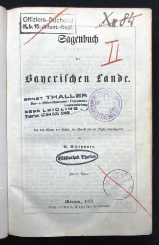 Schöpnner Sagenbuch der Bayrischen Lande. Aus dem Munde des Volkes Bd 1-3 in 4