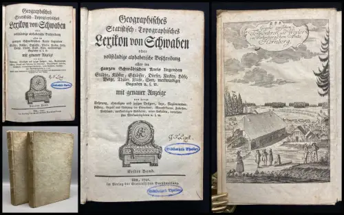 Geographisches Lexikon v.Schwaben Regimentsverfassung,Klöster,Höfe 1791 2 Bde.