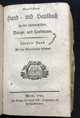 Berger Hausbuch für den österreichischen Bürger u. Landmann 3 Bde. in 1, 1792