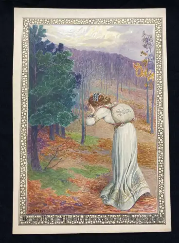 Schreyer, Oskar Die Gänsehirtin am Brunnen No.1 Märchen Aquarell um 1900 Grimm