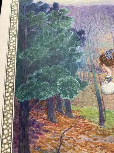 Schreyer, Oskar Die Gänsehirtin am Brunnen No.1 Märchen Aquarell um 1900 Grimm