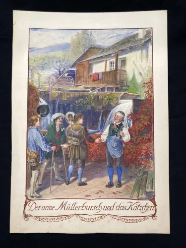 Schreyer, Oskar Der arme Müllersbursch und das Kätzchen No.1 Märchen Aquarell