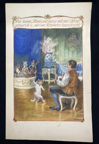 Schreyer, Oskar Der arme Müllersbursch und das Kätzchen No.2 Aquarell Märchen