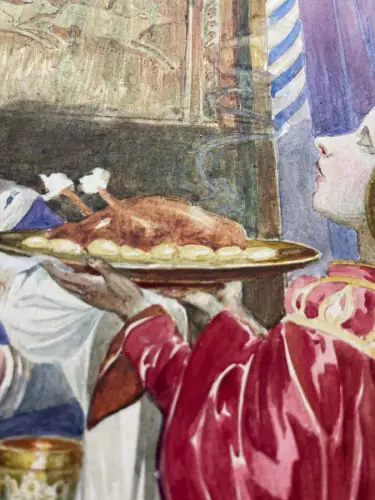 Der Froschkönig No.3 Märchen Aquarell /Tusche um 1900,Gebrüder Grimm
