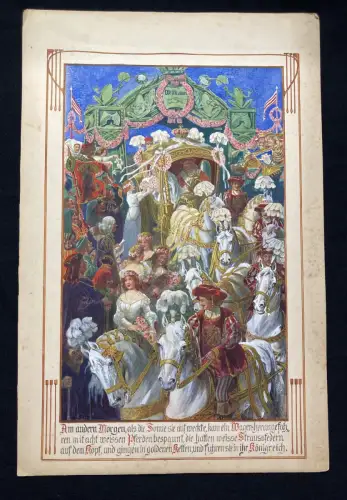 Der Froschkönig No.4 Märchen Aquarell /Tusche um 1900,Gebrüder Grimm