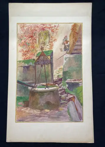 Das Wasser des Lebens No.2 Märchen Aquarell /Tusche um 1900,Gebrüder Grimm