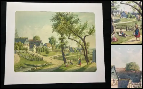 Schmelzer, Bernhard Aquarell Rochwitz bei Loschwitz Dresden  1867 Landschaft