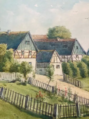 Schmelzer, Bernhard Aquarell Rochwitz bei Loschwitz Dresden  1867 Landschaft