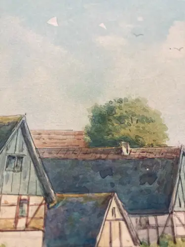 Schmelzer, Bernhard Aquarell Rochwitz bei Loschwitz Dresden  1867 Landschaft