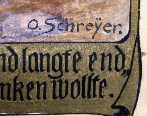 Schreyer, Oskar Die Gänsehirtin am Brunnen No.2 Märchen Aquarell um 1900 Grimm