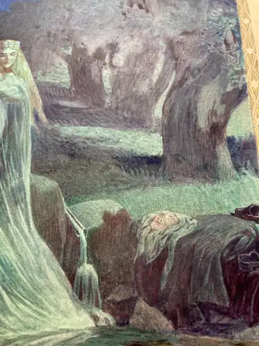 Schreyer, Oskar Die Gänsehirtin am Brunnen No.3 Märchen Aquarell um 1900 Grimm
