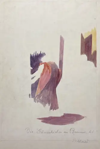 Schreyer, Oskar Die Gänsehirtin am Brunnen No.4 Märchen Aquarell um 1900 Grimm