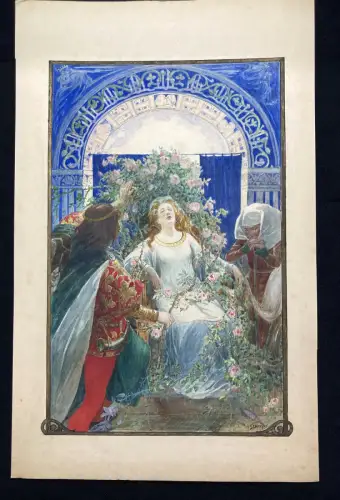 Schreyer, Bernhard, Oskar Franz Dornröschen Märchen Aquarell um 1900 Grimm
