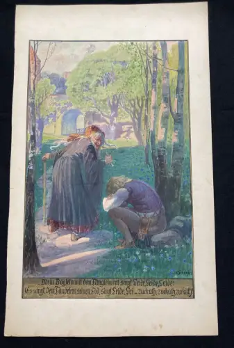 Schreyer, Oskar Jorinde und Joringel No.1 Aquarell um 1900 Märchen, Gebr.Grimm