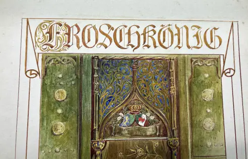 Der Froschkönig No.1 Märchen Aquarell / Tusche um 1900,Gebrüder Grimm