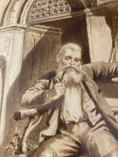 Schmelzer, Bernhard, Johann Tusch-Pinsel in Sepia um 1875 Beim alten Oberförster