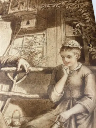 Schmelzer, Bernhard Tuschezeichnung um 1875 "Beim alten Oberförster"