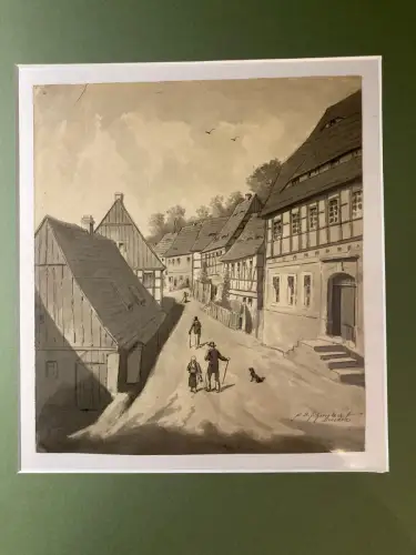 Schmelzer, Bernhard, Johann Sepiaaquarell auf Feder "Schellenberg"(Augsburg)