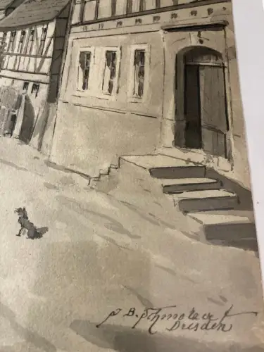 Schmelzer, Bernhard, Johann Sepiaaquarell auf Feder "Schellenberg"(Augsburg)