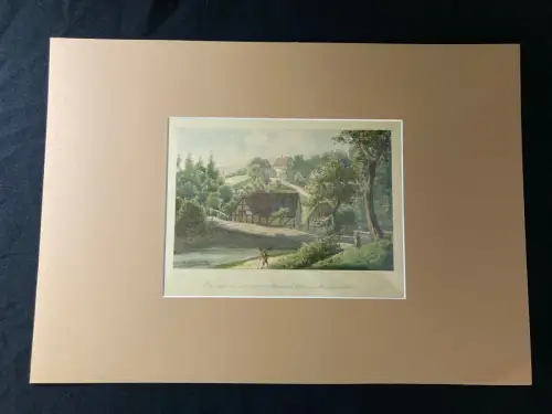 Schmelzer Aquarell über Feder" Die abgebrannte Meixmühle im Meixgrunde" um 1870