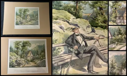 Schmelzer, Bernhard Aquarell über Blei u.Feder "Die alte Rabenauer Mühle"1870