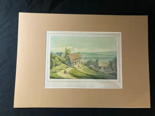 Schmelzer, Bernhard Aquarell "Gauernitz an der Elbe" um 1880 Klipphausen Meißen