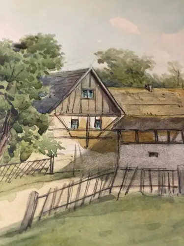 Schmelzer, Bernhard Aquarell über Feder "Partie aus Lockwitz"  um 1880