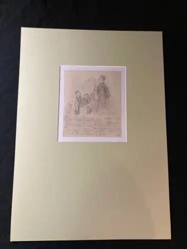 Schmelzer, Bernhard, Johann Bleistiftzeichnung "Lehrer vor Schülern" um 1880