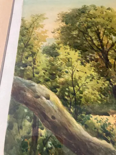 Schmelzer,Bernhard Aquarell 1870 "Partie an der Havel bei Berlin"Brandenburg