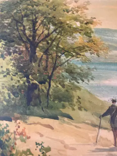 Schmelzer,Bernhard Aquarell 1870 "Partie an der Havel bei Berlin"Brandenburg