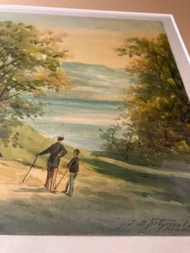 Schmelzer,Bernhard Aquarell 1870 "Partie an der Havel bei Berlin"Brandenburg