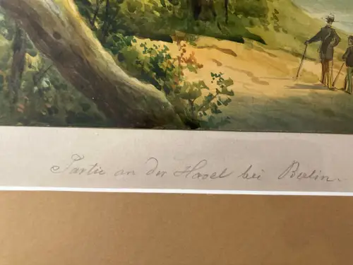 Schmelzer,Bernhard Aquarell 1870 "Partie an der Havel bei Berlin"Brandenburg