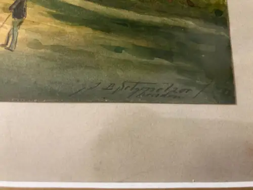 Schmelzer,Bernhard Aquarell 1870 "Partie an der Havel bei Berlin"Brandenburg