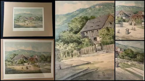 Schmelzer,Bernhard Aquarell über Feder " Das alte Fischerhäuschen in Loschwitz"