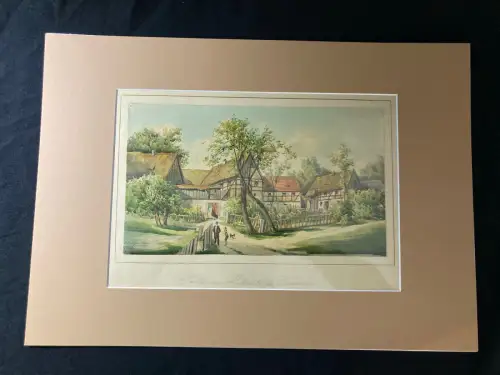 Schmelzer Aquarell über Blei/Feder ""Partie aus Lockwitz bei Dresden" um 1870