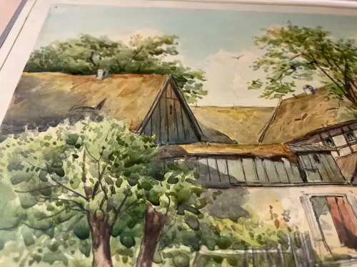 Schmelzer Aquarell "Partie aus Lockwitz bei Dresden" um 1870 Dresden Landschaft