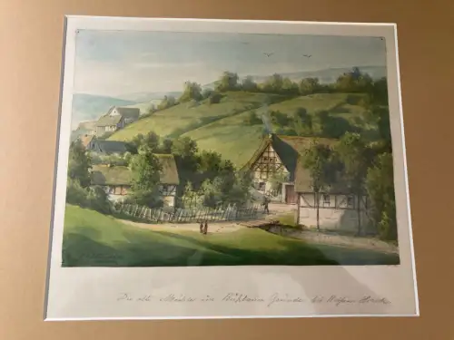 Schmelzer Aquarell/Feder" Die alte Mühle im Bühlauer Grunde beim weißen Hirsch"