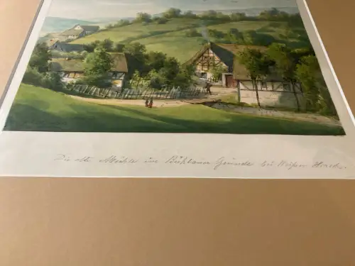 Schmelzer Aquarell/Feder" Die alte Mühle im Bühlauer Grunde beim weißen Hirsch"