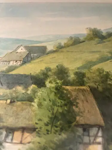 Schmelzer Aquarell/Feder" Die alte Mühle im Bühlauer Grunde beim weißen Hirsch"