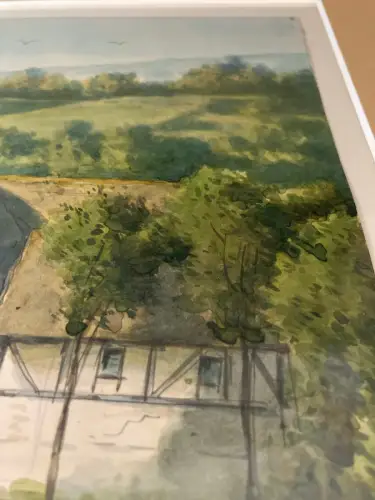 Schmelzer Aquarell/Feder" Die alte Mühle im Bühlauer Grunde beim weißen Hirsch"