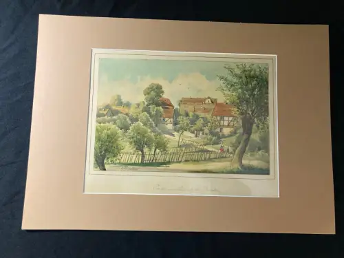 Schmelzer, Bernhard Aquarell "Partie aus Leubnitz bei Dresden"1880 Landschaft