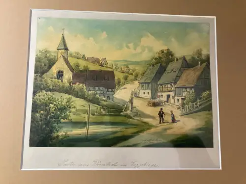 Schmelzer, Bernhard Aquarell  "Partie aus Dörnthal im Erzgebirge"1880 Olbernhau